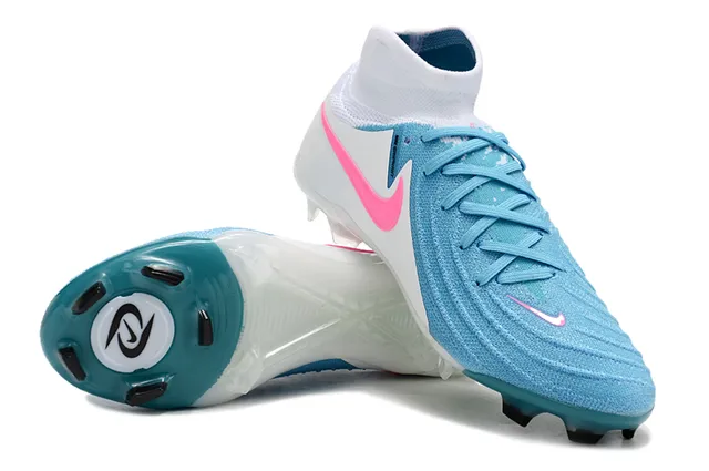 Nike Phantom GT White Blue High-Cut Knit Collar Asymmetrical Lacing Firm-Ground Soccer Shoes 4