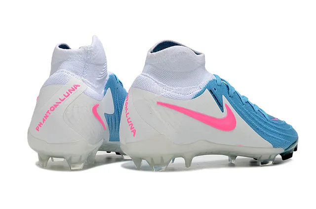 Nike Phantom GT White Blue High-Cut Knit Collar Asymmetrical Lacing Firm-Ground Soccer Shoes 5