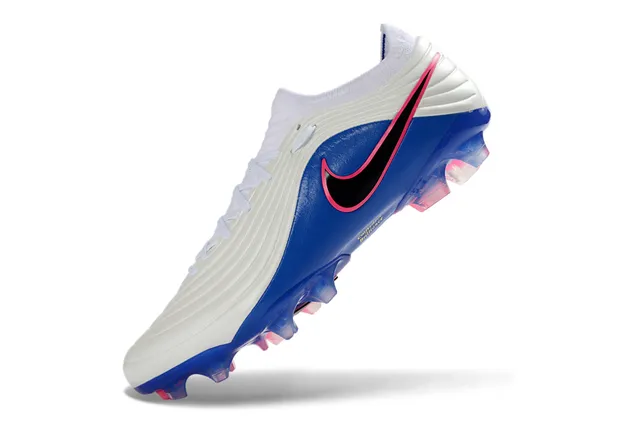 Nike Phantom GT White Blue Ribbed Synthetic Upper Low-Cut Collar Firm-Ground Soccer Shoes 3