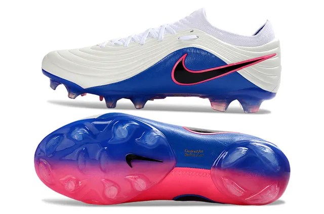 Nike Phantom GT White Blue Ribbed Synthetic Upper Low-Cut Collar Firm-Ground Soccer Shoes 6