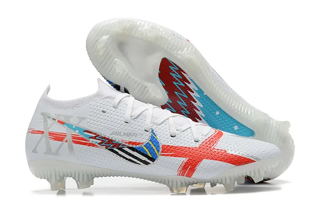 Nike Phantom GT White Multicolor Knit Upper Dynamic Fit Collar Firm-Ground Soccer Shoes 1