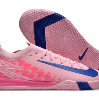Nike Pink Blue Low-Cut Sock-Fit Upper Textured Rubber Outsole Indoor Soccer Shoes