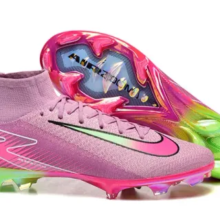 Nike Pink Green High-Cut Knit Upper Gradient Firm-Ground Soccer Shoes