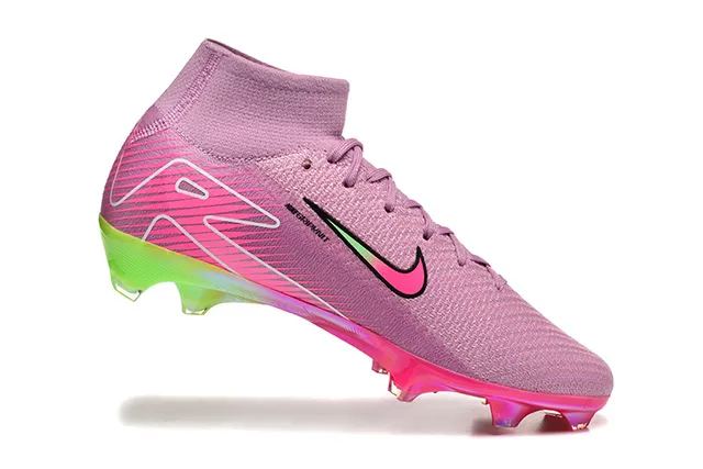 Nike Pink Green High-Cut Knit Upper Gradient Firm-Ground Soccer Shoes 3