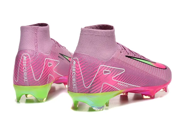 Nike Pink Green High-Cut Knit Upper Gradient Firm-Ground Soccer Shoes 5