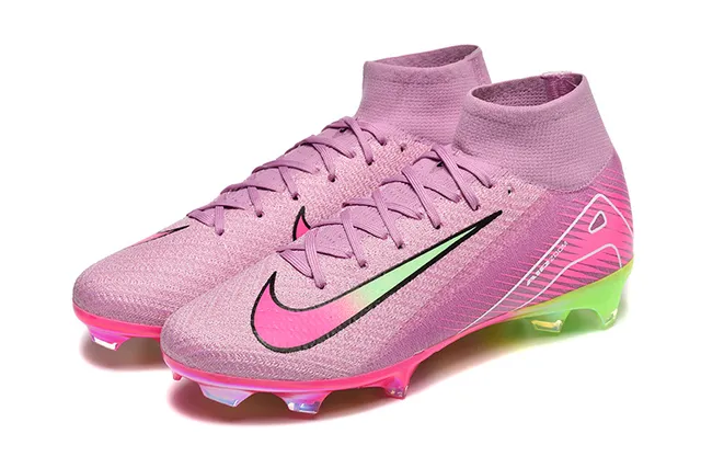 Nike Pink Green High-Cut Knit Upper Gradient Firm-Ground Soccer Shoes 8