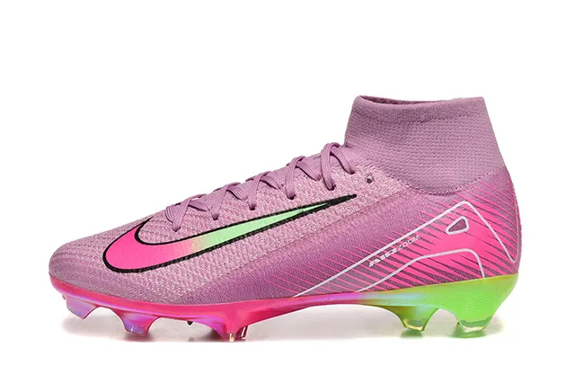 Nike Pink Green High-Cut Knit Upper Gradient Firm-Ground Soccer Shoes 10