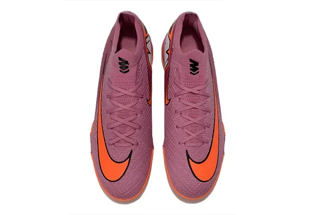 Nike Chaussures de Football Turf Haut en Tricot Collet Ajustable Sock-Fit Rose Orange 2