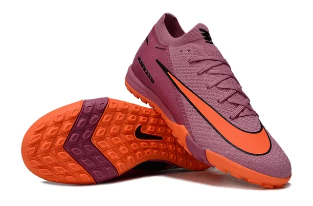 Nike Chaussures de Football Turf Haut en Tricot Collet Ajustable Sock-Fit Rose Orange 3