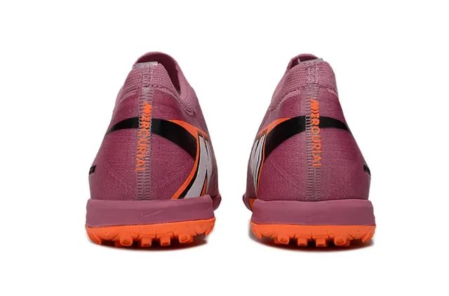 Nike Chaussures de Football Turf Haut en Tricot Collet Ajustable Sock-Fit Rose Orange 4