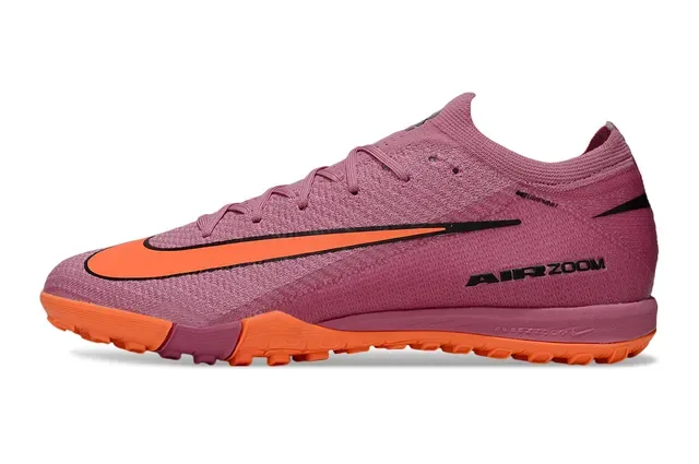 Nike Chaussures de Football Turf Haut en Tricot Collet Ajustable Sock-Fit Rose Orange 8