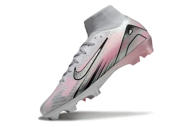 Nike Pink White High-Cut Knit Upper Air-Zoom Heel Unit Firm-Ground Soccer Shoes 3