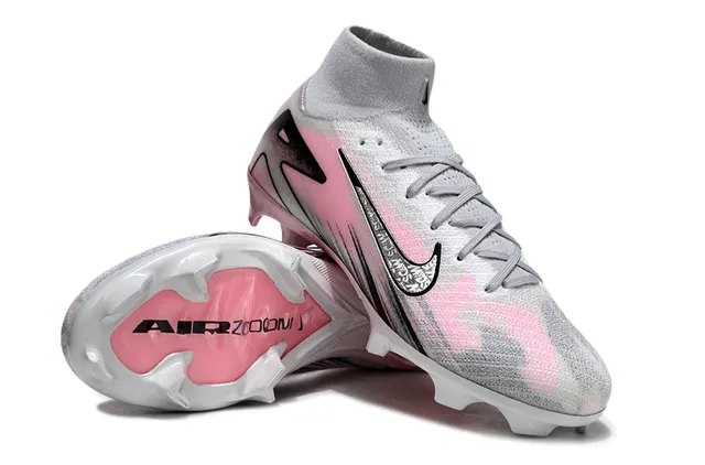Nike Pink White High-Cut Knit Upper Air-Zoom Heel Unit Firm-Ground Soccer Shoes 4