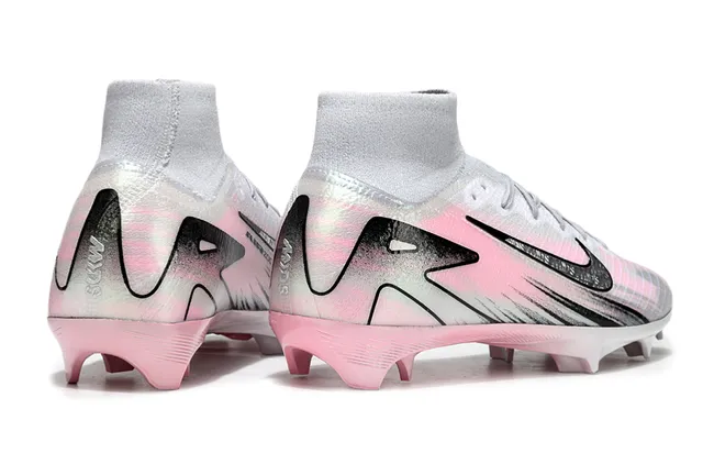 Nike Pink White High-Cut Knit Upper Air-Zoom Heel Unit Firm-Ground Soccer Shoes 5