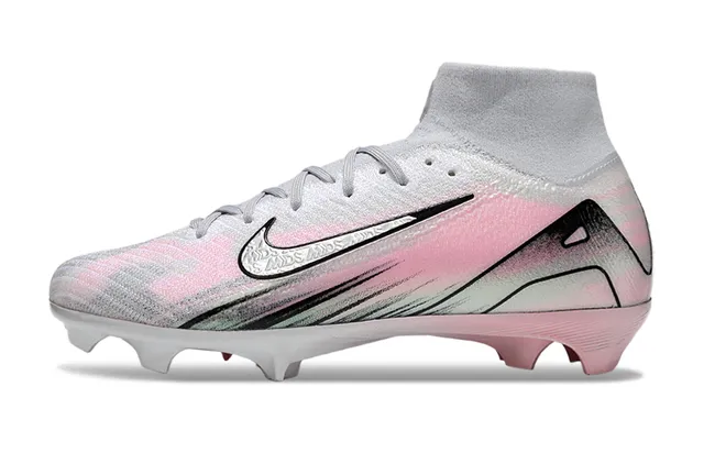 Nike Pink White High-Cut Knit Upper Air-Zoom Heel Unit Firm-Ground Soccer Shoes 7