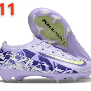 Nike Purple Blue Low-Cut Sock-Fit Upper Knit Construction Firm-Ground Soccer Shoes