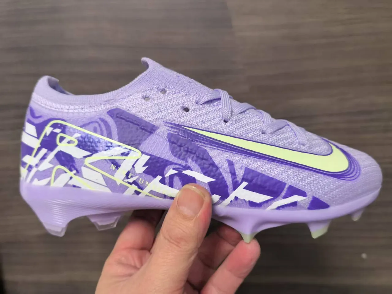Nike Purple Blue Low-Cut Sock-Fit Upper Knit Construction Firm-Ground Soccer Shoes 2