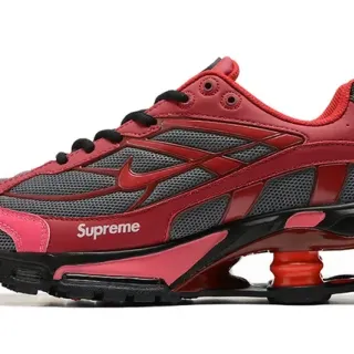 Nike लाल कालो Shox কলাম হিল ইউনিট মেশ এবং সিন্থেটিক ওভারলে কনস্ট্রাকশন লাইফস্টাইল স্নিকার্স