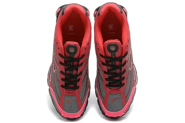 Nike Red Black Shox Column Heel Unit Mesh And Synthetic Overlay Construction Lifestyle Sneakers 2