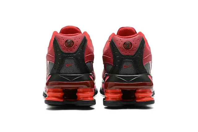 Nike Red Black Shox Column Heel Unit Mesh And Synthetic Overlay Construction Lifestyle Sneakers 3