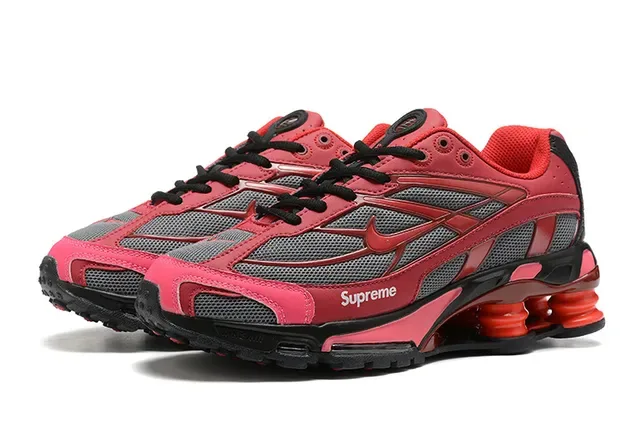 Nike Red Black Shox Column Heel Unit Mesh And Synthetic Overlay Construction Lifestyle Sneakers 6