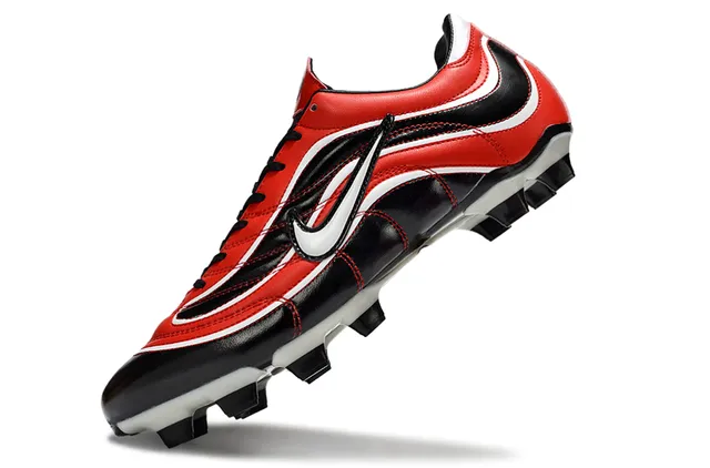 Nike Red Black Wave-Patterned Synthetic Overlays Low-Cut Lace-Up Silhouette Firm-Ground Soccer Shoes 2