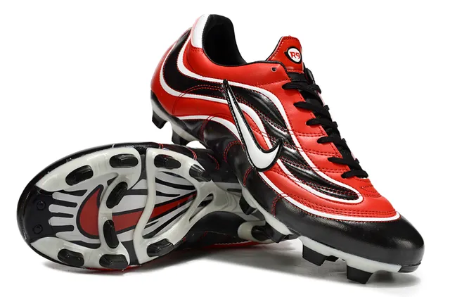 Nike Red Black Wave-Patterned Synthetic Overlays Low-Cut Lace-Up Silhouette Firm-Ground Soccer Shoes 3