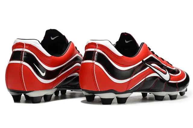 Nike Red Black Wave-Patterned Synthetic Overlays Low-Cut Lace-Up Silhouette Firm-Ground Soccer Shoes 4