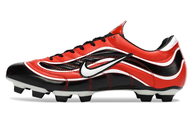 Nike Red Black Wave-Patterned Synthetic Overlays Low-Cut Lace-Up Silhouette Firm-Ground Soccer Shoes 6