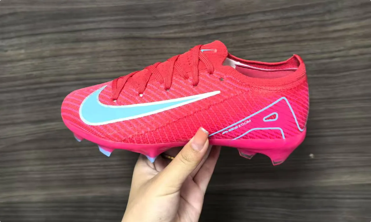 Nike Red Blue Knit Upper Air Zoom Heel Unit Firm-Ground Soccer Shoes 6