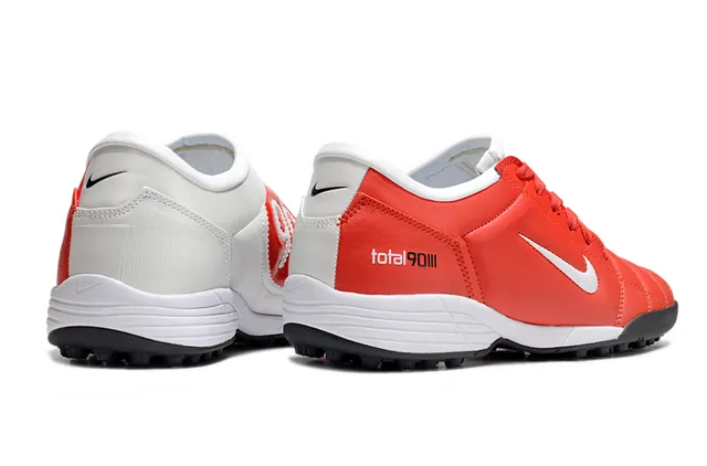 Nike Chaussures de football turf en cuir synthétique de coupe basse à lacets rouge blanc 5