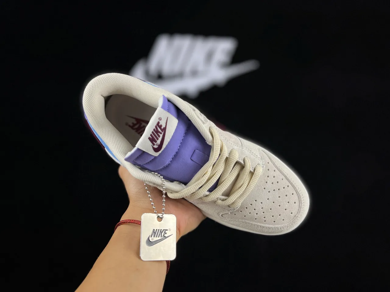 Nike SB Dunk Low bege borgonha azul roxo tênis de skate 6