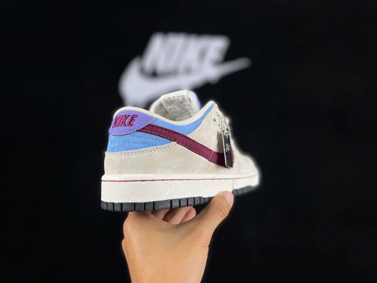Nike SB Dunk Low bege borgonha azul roxo tênis de skate 7
