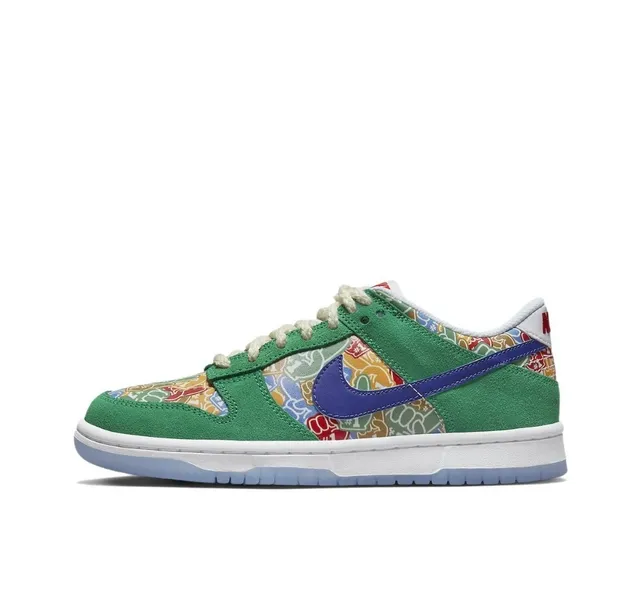 Nike SB Dunk Low Vert Multicolore Imprimé Overlay Chaussures de Skateboard 1