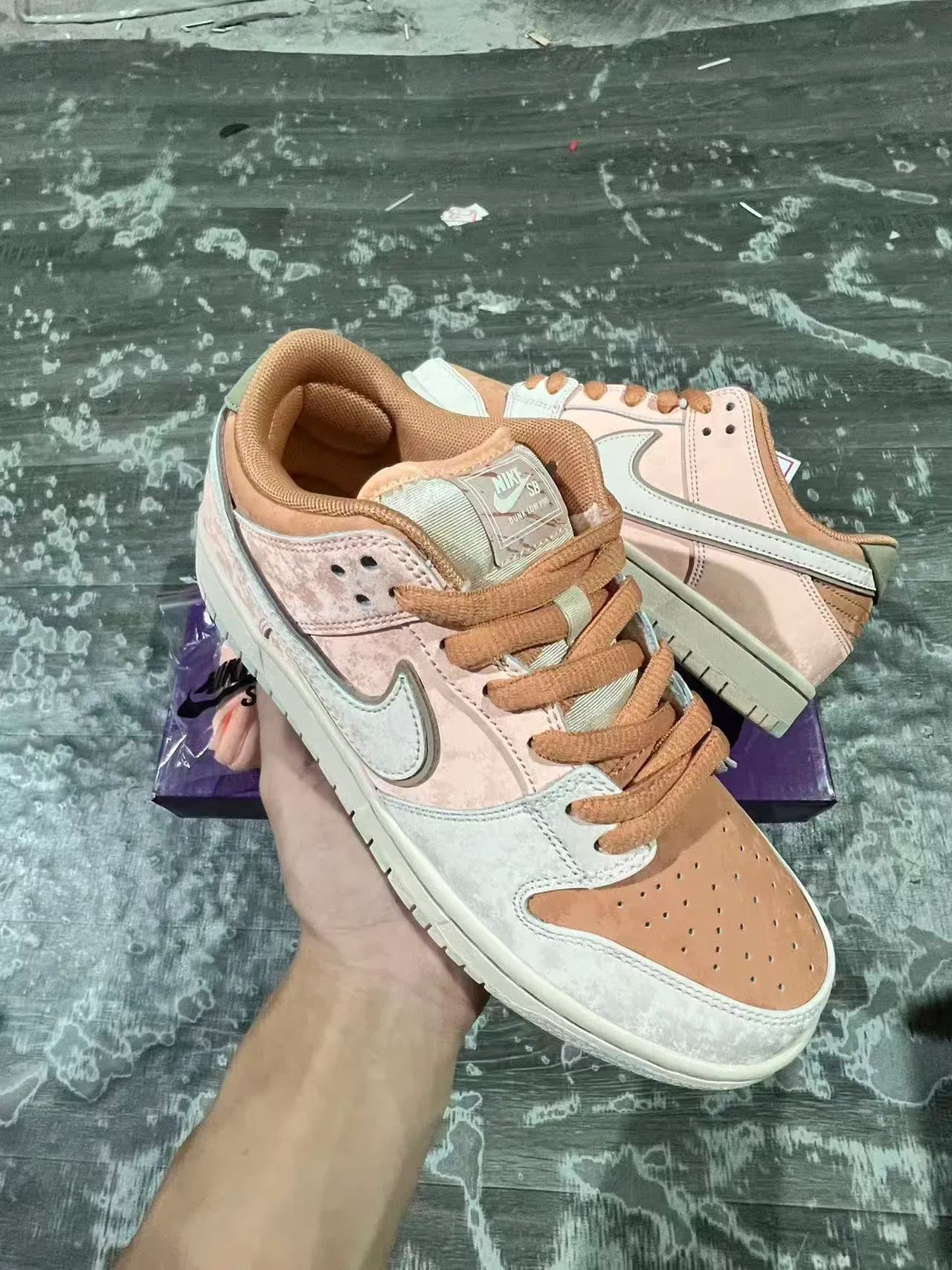 Nike SB Dunk Low Pink and Tan Skateboard Shoes 2