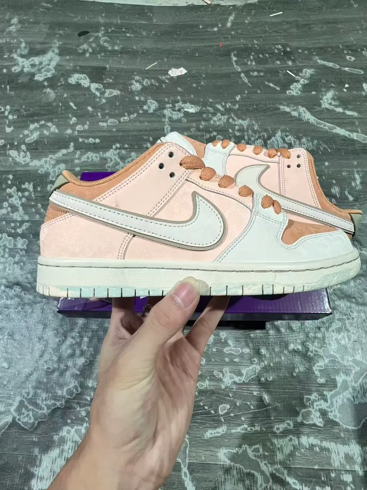 Nike SB Dunk Low Pink and Tan Skateboard Shoes 7