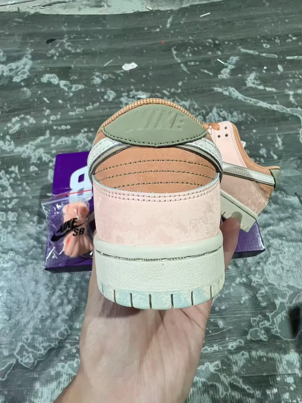 Nike SB Dunk Low Pink and Tan Skateboard Shoes 8