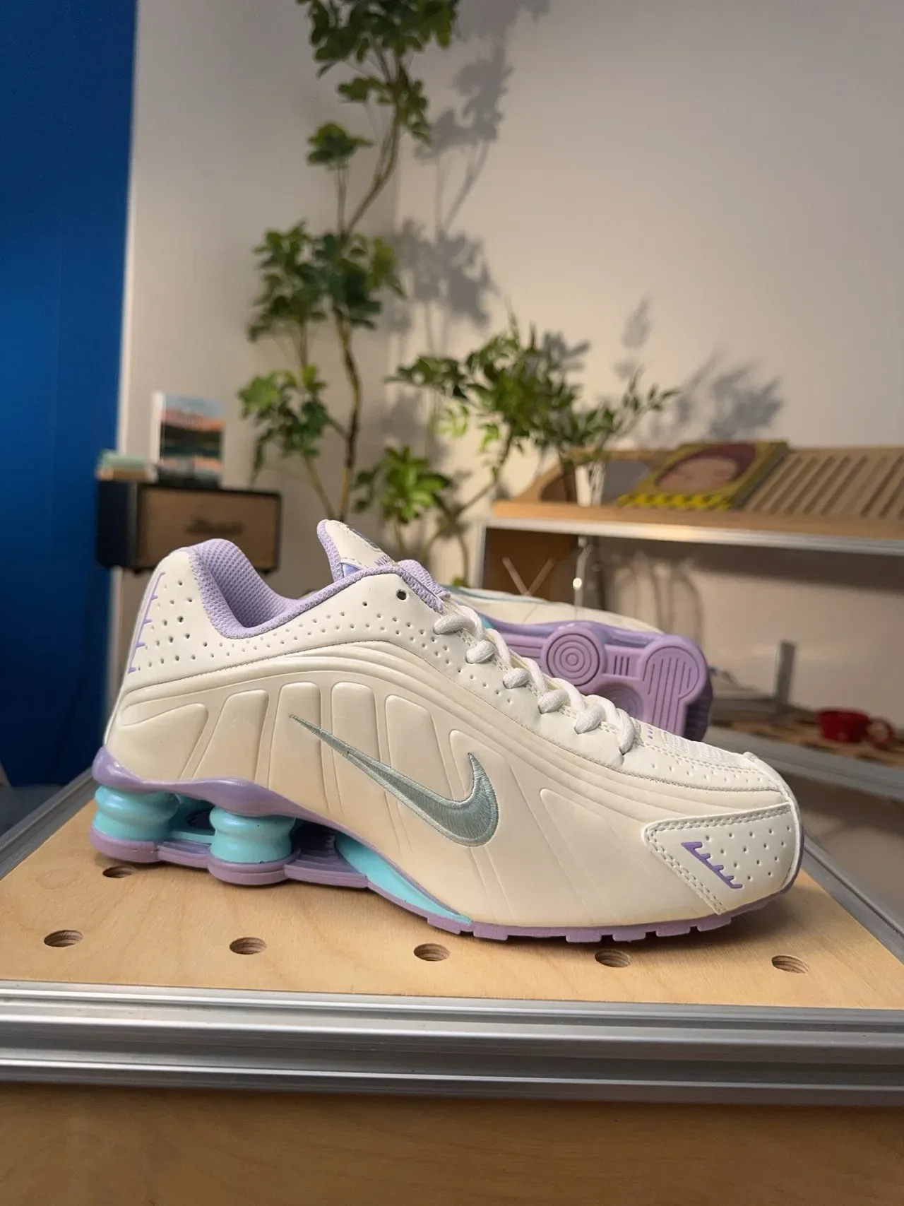 Nike Shox NZ Off-White Purple Turquoise Lifestyle Sneakers 2
