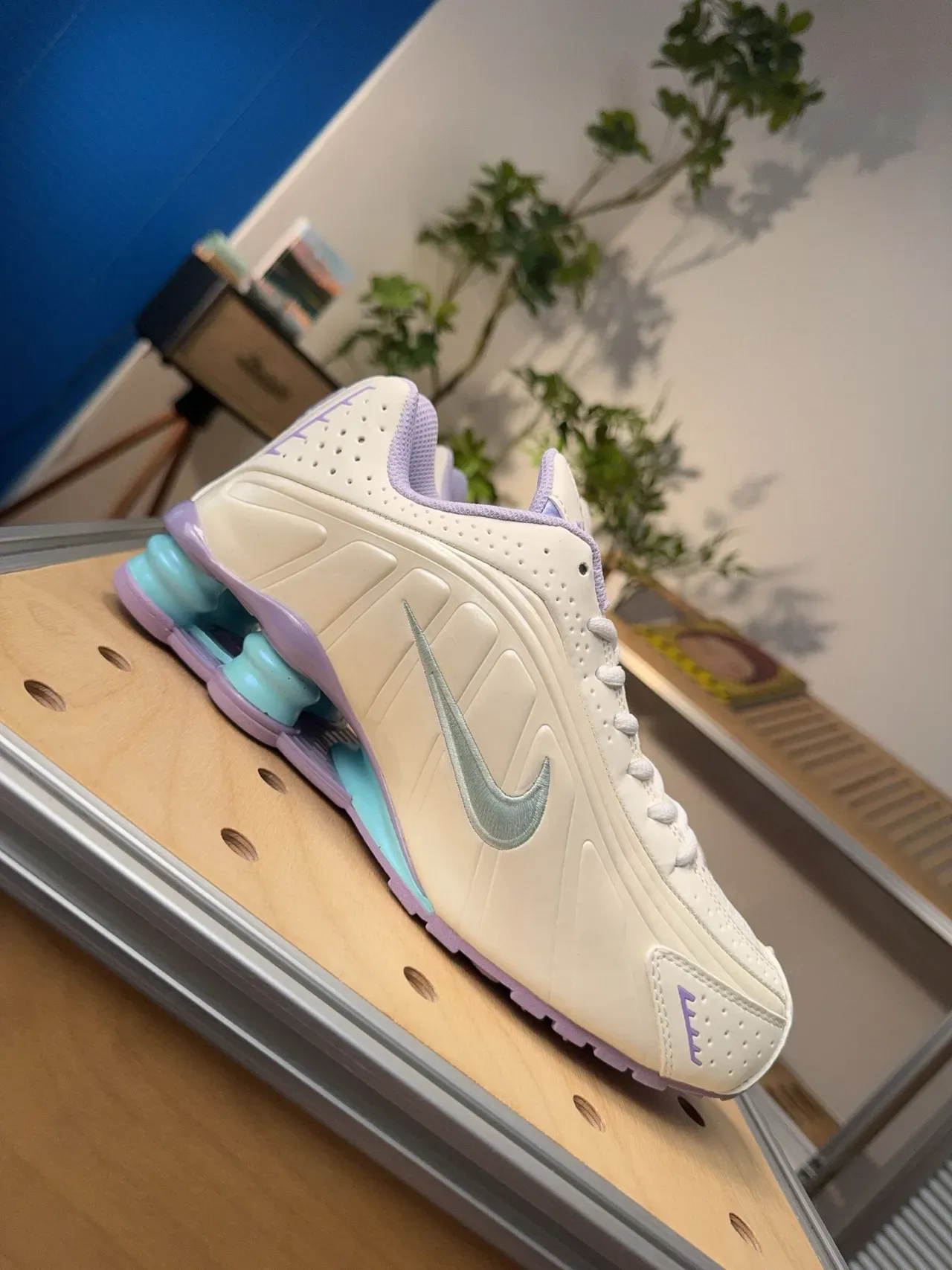 Nike Shox NZ Off-White Purple Turquoise Lifestyle Sneakers 3