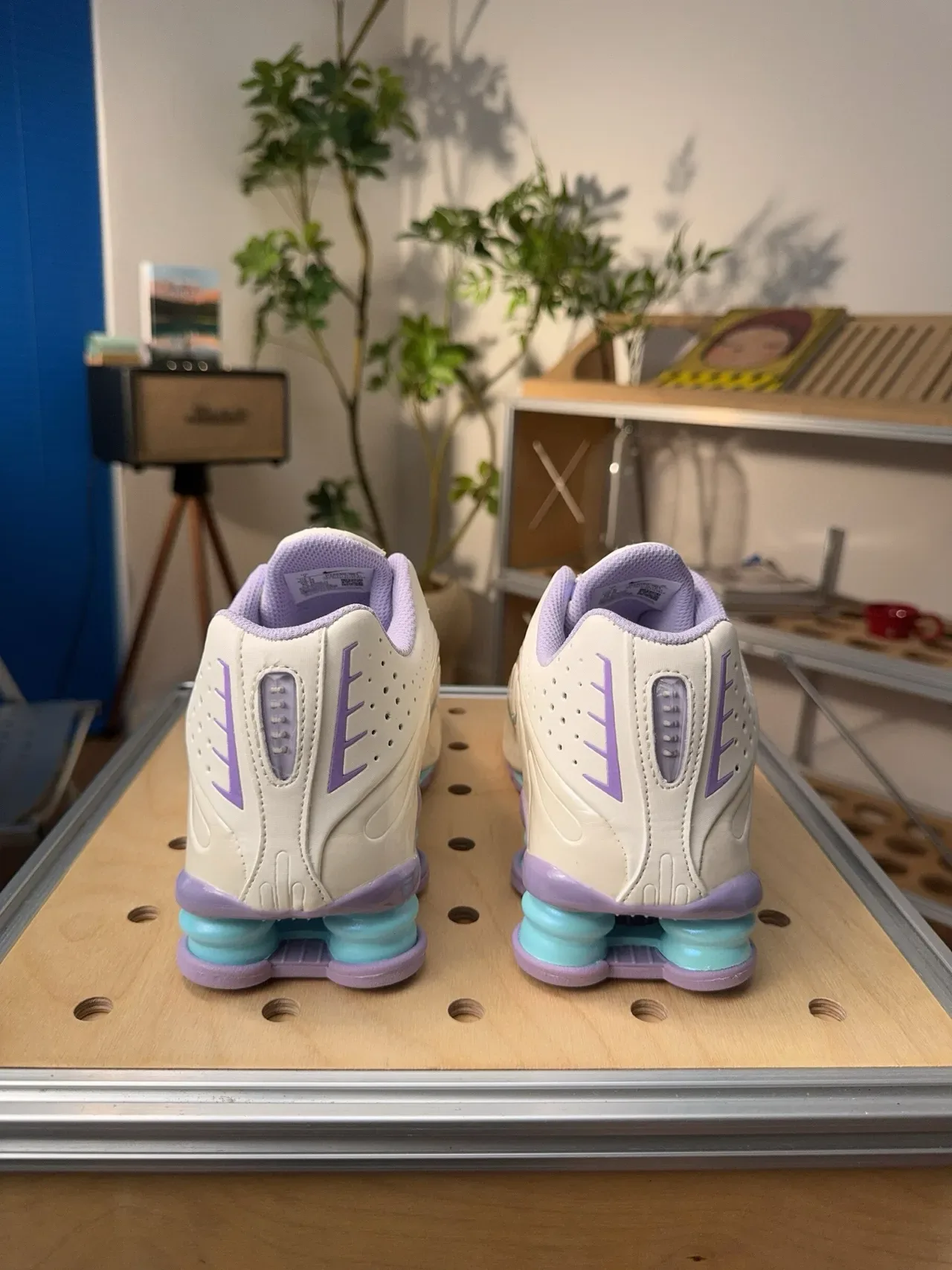 Nike Shox NZ Off-White Purple Turquoise Lifestyle Sneakers 5