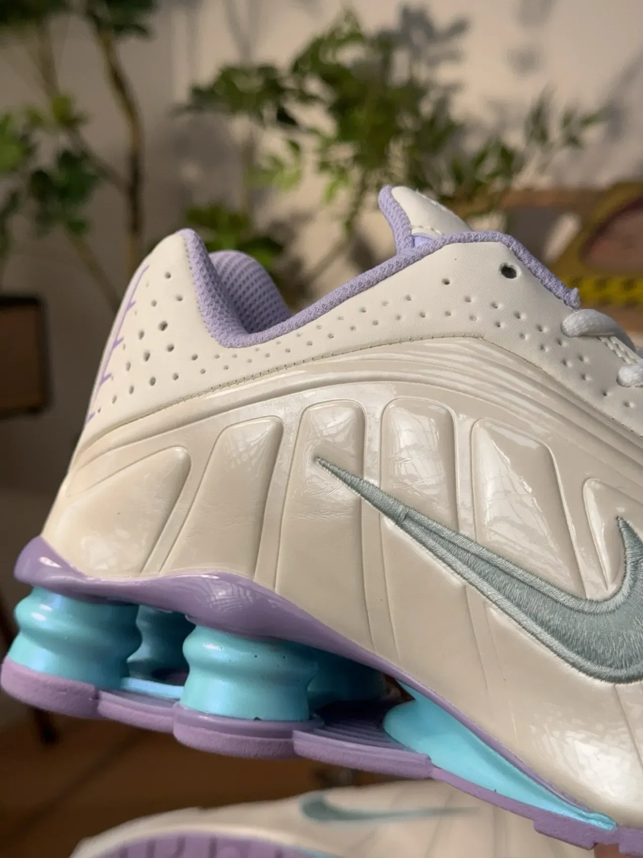 Nike Shox NZ Off-White Purple Turquoise Lifestyle Sneakers 7