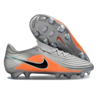 Nike Silver Orange Metallic Synthetic Upper Vibrant Accent Panel Firm-Ground Soccer Shoes