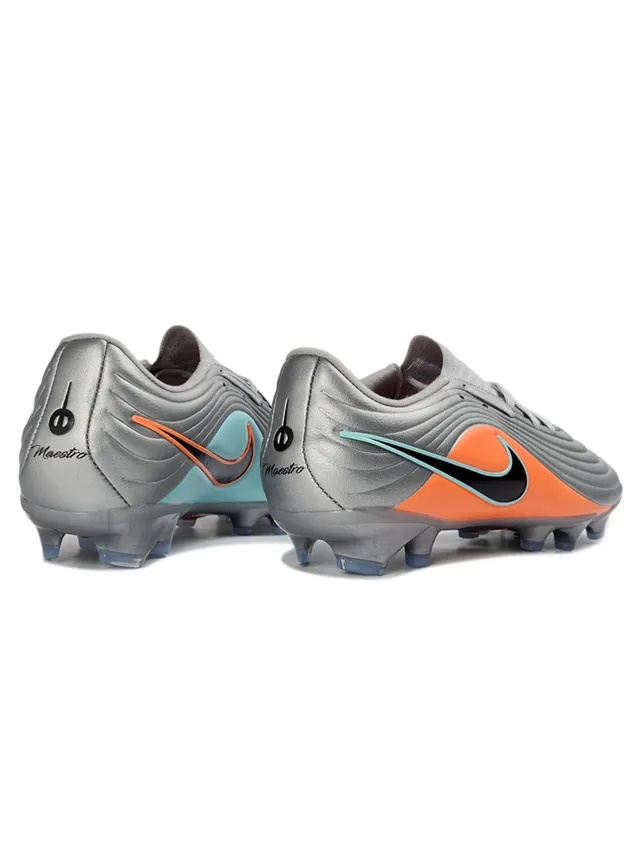 Nike Silver Orange Metallic Synthetic Upper Vibrant Accent Panel Firm-Ground Soccer Shoes 5