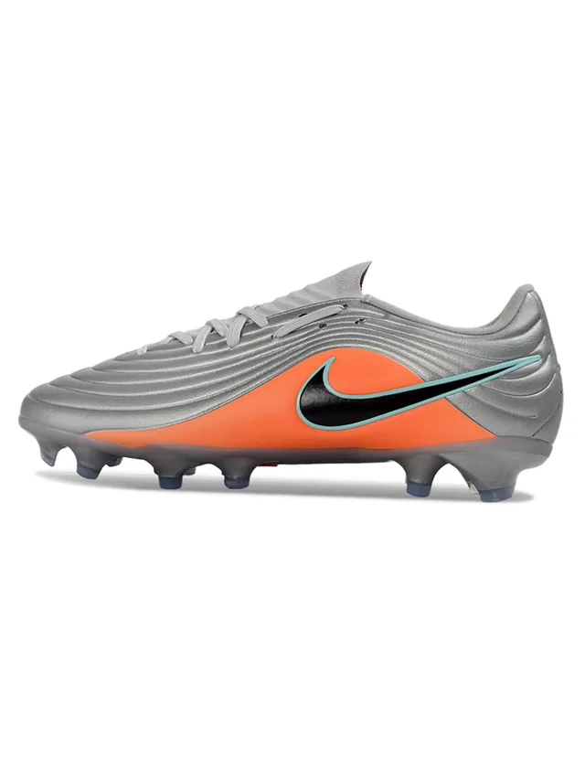 Nike Silver Orange Metallic Synthetic Upper Vibrant Accent Panel Firm-Ground Soccer Shoes 7