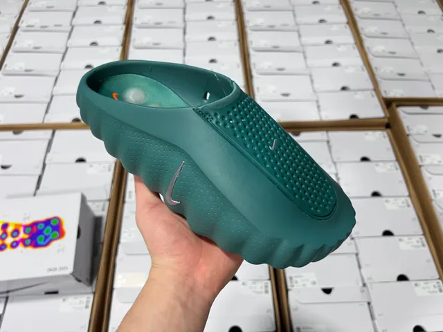 Nike Teal Green Molded Perforated Slipper 16
