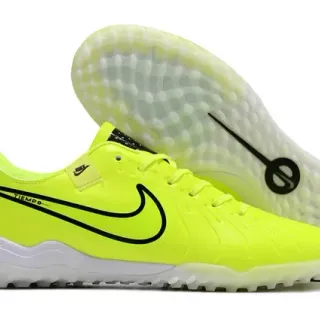 Nike Tiempo Yellow Black Low-Cut Synthetic Upper Conical Studs Turf Soccer Shoes