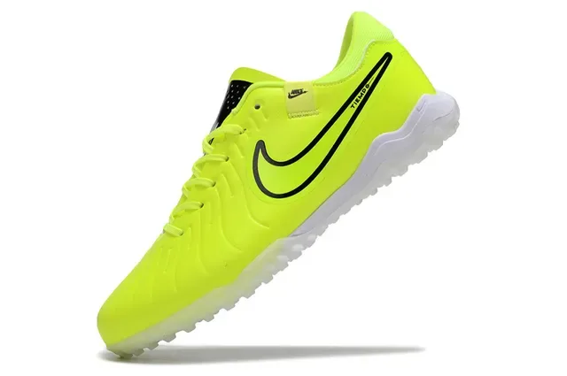 Nike Tiempo Amarillo Negro Low-Cut Synthetic Upper Clavos Cónicos Turf Zapatos de fútbol 2