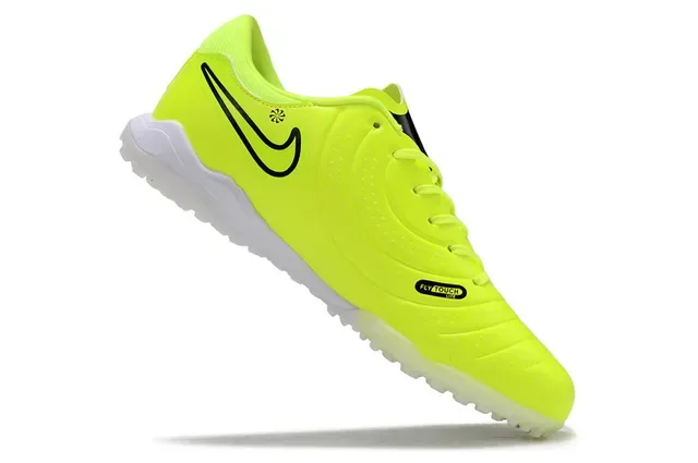 Nike Tiempo Amarillo Negro Low-Cut Synthetic Upper Clavos Cónicos Turf Zapatos de fútbol 4