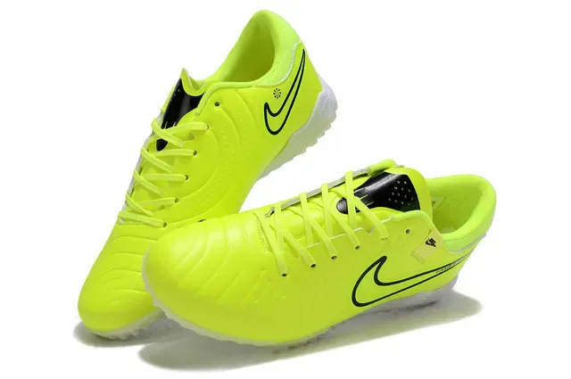 Nike Tiempo Amarillo Negro Low-Cut Synthetic Upper Clavos Cónicos Turf Zapatos de fútbol 5
