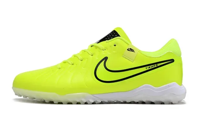 Nike Tiempo Amarillo Negro Low-Cut Synthetic Upper Clavos Cónicos Turf Zapatos de fútbol 6